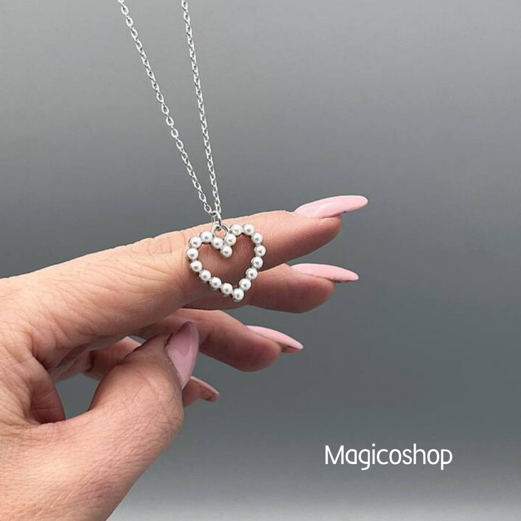 گردنبند قلب مرواریدی