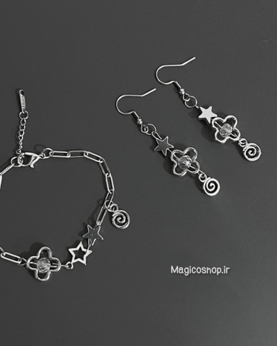 ست دستبند و گوشواره اسپیرال و ستاره 🌀✨